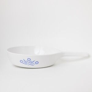 Vintage Corning Ware Skillet P-83-B Cornflower Blue 6.5 Inch White USA Retro